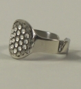 Ring Blume des Lebens aus Edelstahl  15mm mit 19 Swarovski Kristallen wei