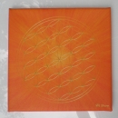 Druck auf Leinwand 22 --- Strahlende Blume des Lebens auf gelb-orange-farbenem Hintergrund