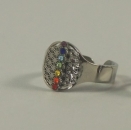 Ring Blume des Lebens aus Edelstahl  15mm mit 7 Swarovski Kristallen "Chakra-Sule"
