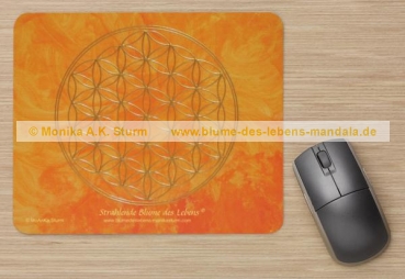 Mousepad- 02 - orange - Strahlende Blume des Lebens
